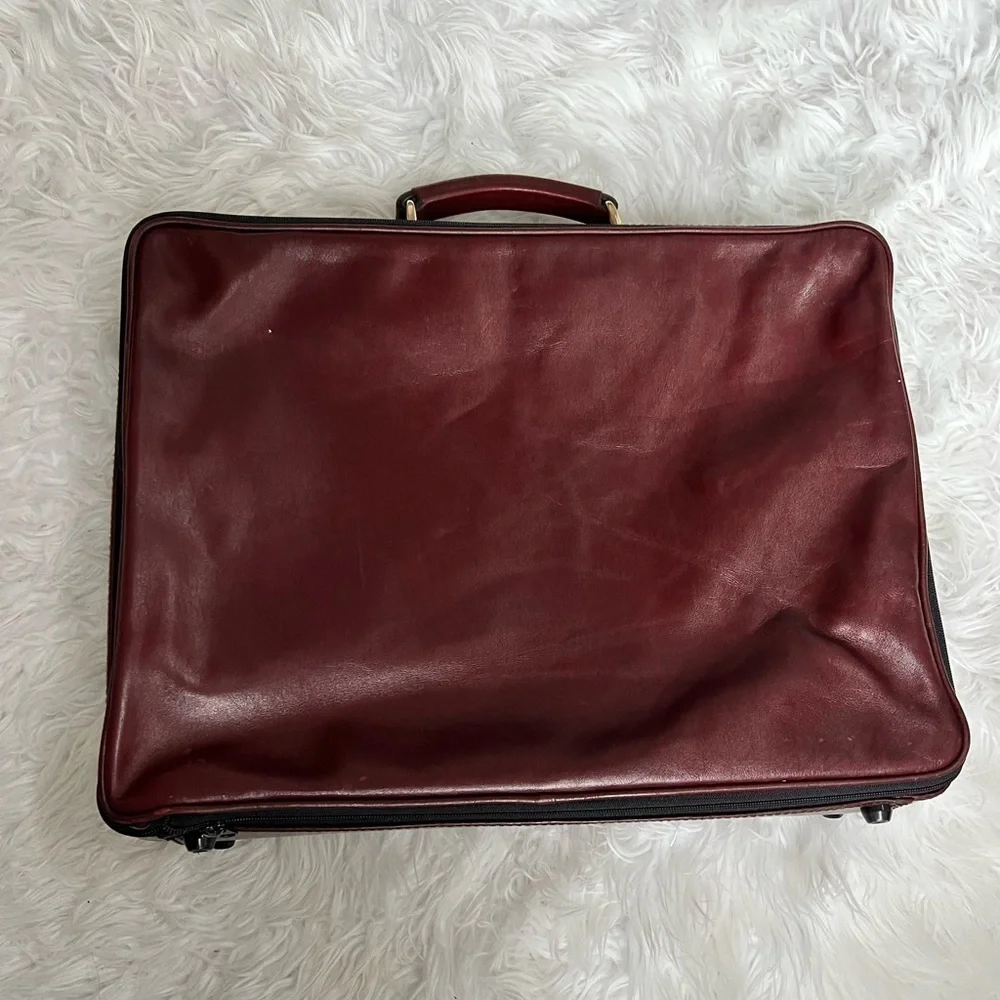 Vintage Goldpfeil Burgundy Leather Overnighter Briefcase Bag *RARE*